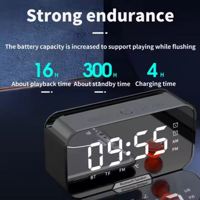 Digital Alarm Clock With Bluetooth Speakers and FM Radio