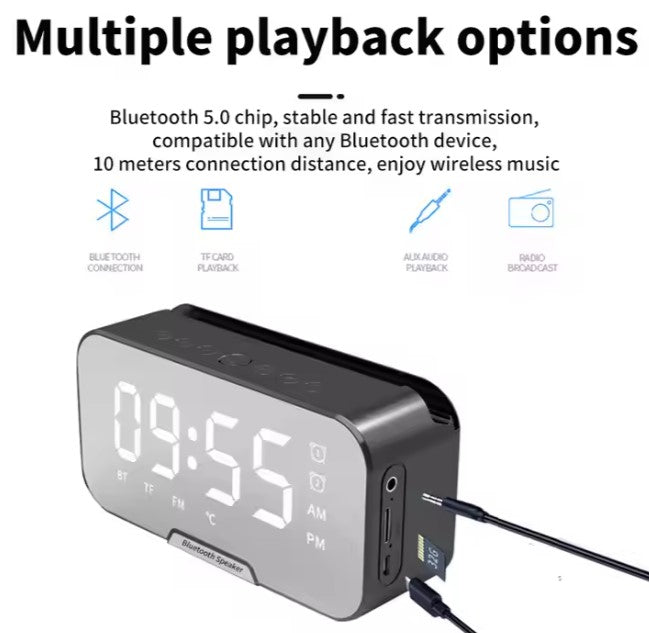 Digital Alarm Clock With Bluetooth Speakers and FM Radio