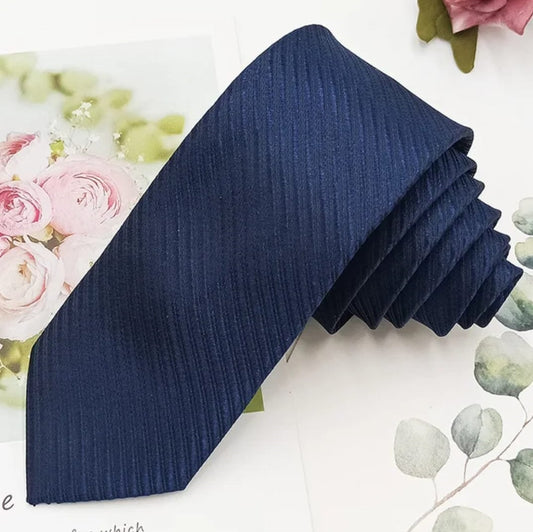Slim Stripped Navy Blue Tie